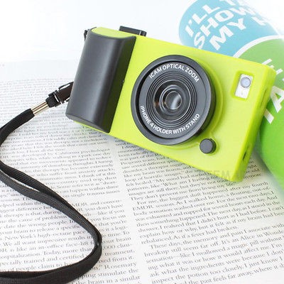 Green Deluxe Cute Camera Style Case Cover+Car Charger+Screen For 