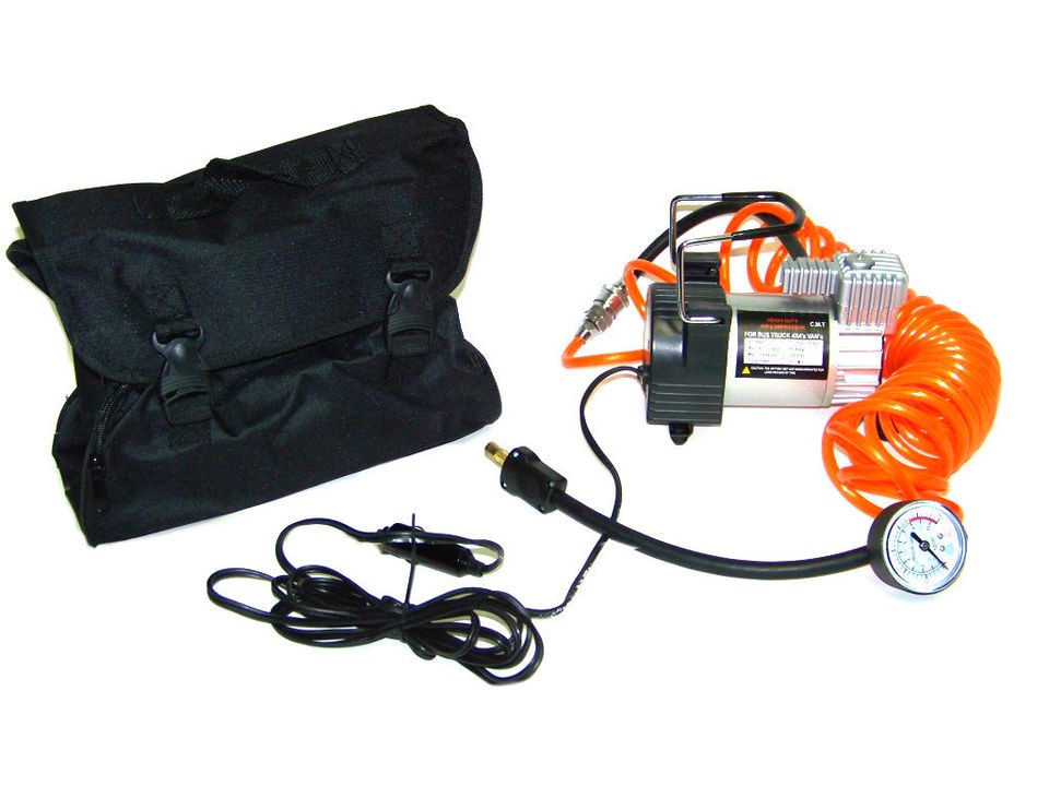 HEAVY DUTY ALL METAL MINI AIR COMPRESSOR 12V TIRE INFLATOR WITH GAUGE 