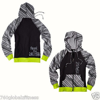 Zumba Mens Feel the Music Black Zip Up Hoodie NWT Shi​ps fast Soft 