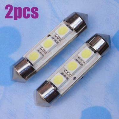 2x 39mm White 3 SMD LED Festoon Dome Canbus Lights No ERROR for Audi 