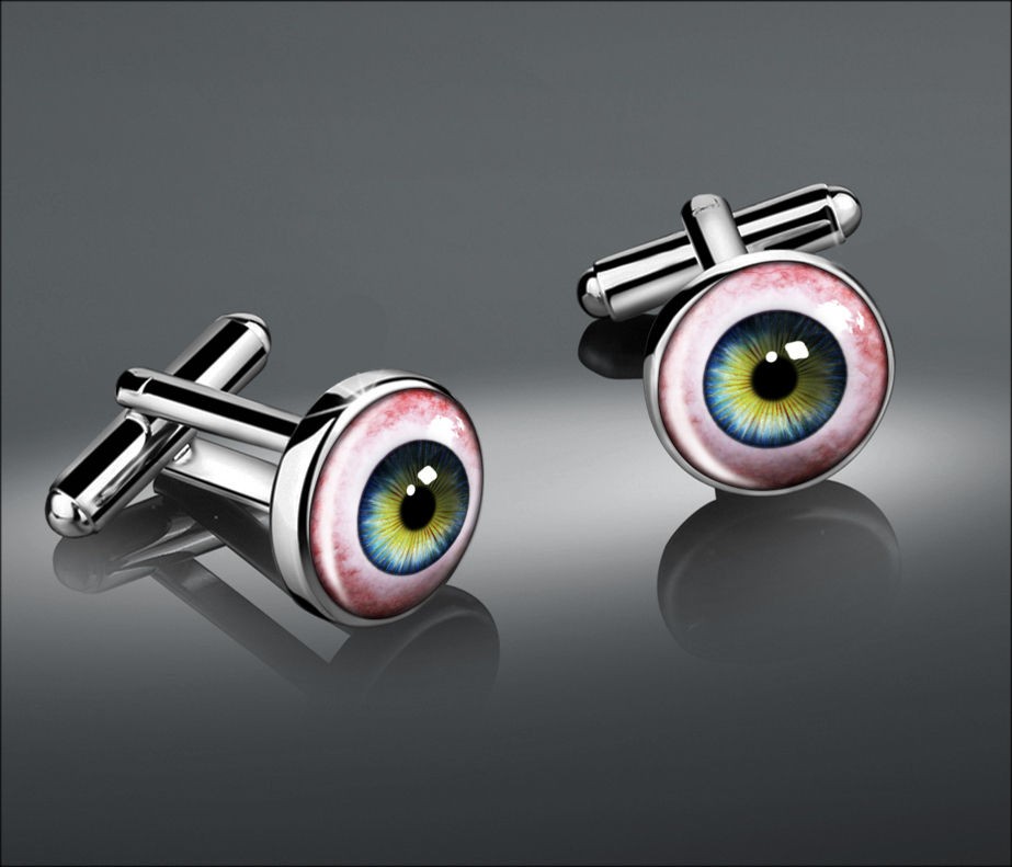 Human Eye Eyeball Mens Horror Silver Cufflinks 528 CL