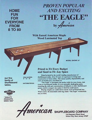 AMERICAN SHUFFLEBOARD THE EAGLE SHUFFLE GAME FLYER #3