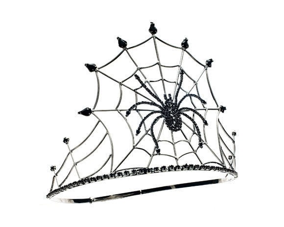 Dark Black Spider Woman Lady Spiderwoman Queen Crown for Play Costume 