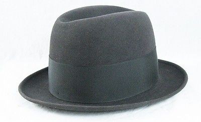 Vintage Stetson Pure Wool Black Mallory Fedora Size 6 3/4 (54 cm) Mint 