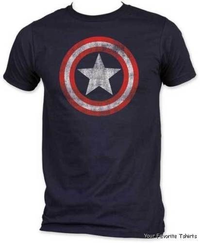 MARVEL COMICS CAPTAIN AMERICA DISTRESSED SHIELD SHIRT