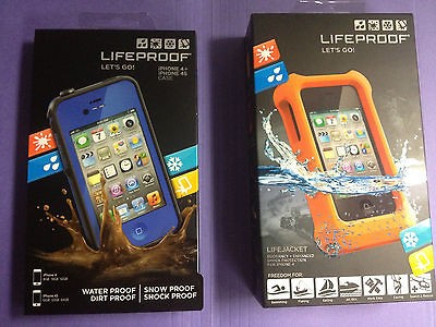 Lifeproof iPhone 4/4S Blue Life Proof case + Lifejacket both New In 