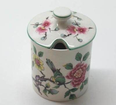 VINTAGE Old Foley JAM POT w Lid CHINESE ROSE James Kent