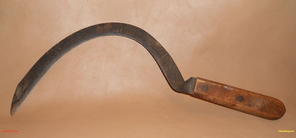   Wooden Handle Sickle Scythe Reaper Oats Wheat Grass Farm Hand Tool 18