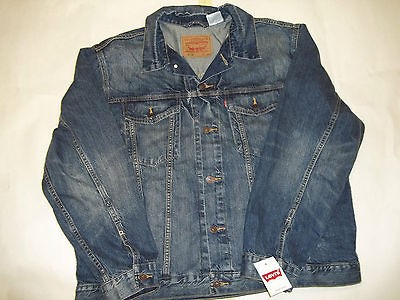 LEVIS NEW JACKET TRUCKER DISTRESSED MEDIUM BLUE NWT BIG SIZES 2X, 3X 