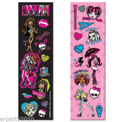 Sheets MONSTER HIGH STICKERS ~ Girl Power Birthday Party Supplies 
