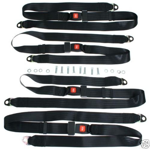 New Ford Mercury Mustang Seat Belts Black Set of 4
