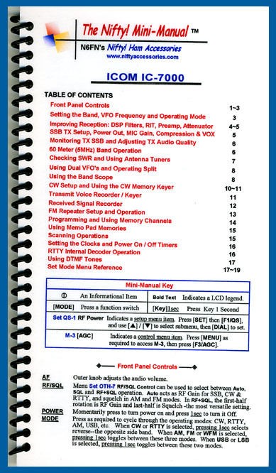 Icom IC 7000 Nifty Quick Reference Guide, IC7000