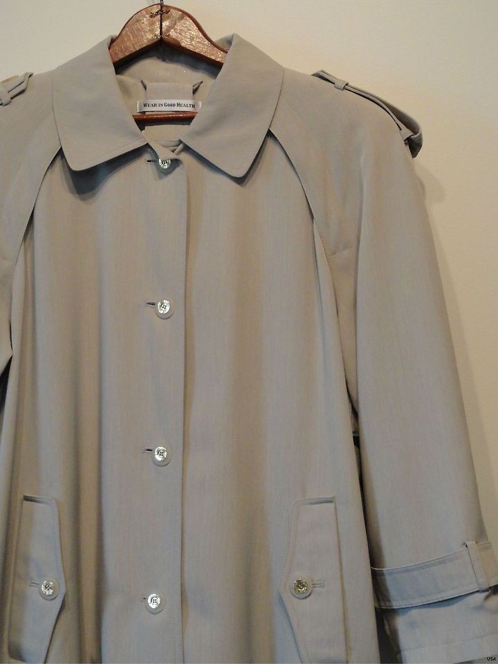 Vintage Misty Harbor Long Trench Coat Size 10 Petite Khaki Womens 