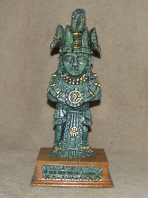 Mexico hand carved resin wood base Mayan Maya warrior Guerrero De 