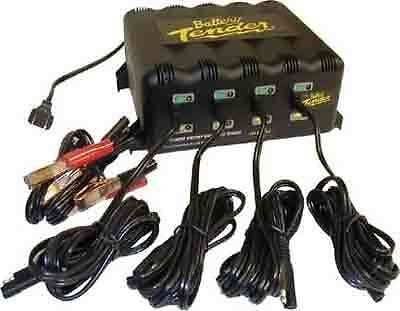 Deltran Battery Tender 12V 4 Bank Charger Station WITH 4 12.5 ft 