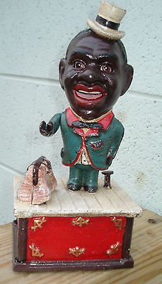   IRON BLACK POLITICIAN STUMP SPEAKER MECHANICAL BANK BLACK AMERICANA