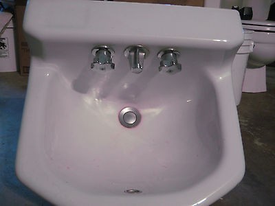 Vintage Cast Iron White Bathroom Sink Porcelain 1960s