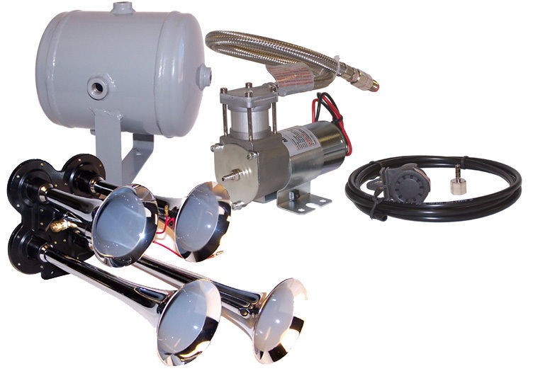 Quad Train Air Horn w/Sealed 120 psi Compressor Kit