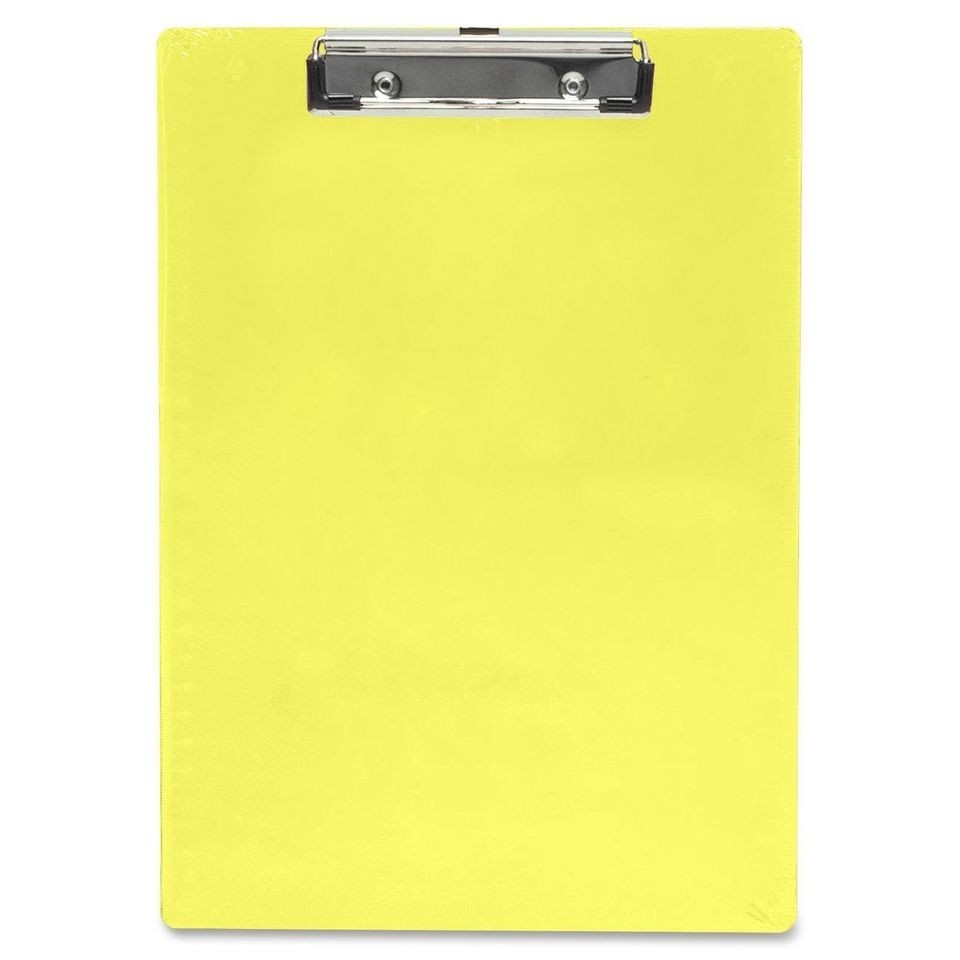 Saunders 21595 Neon Yellow Clipboard w/ Low Profile Clip & Rubber 