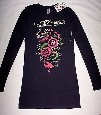 WEARABLE TATTOO ART ED HARDY DRAGON ROSE LONG SLEEVED T SHIRT  NWT