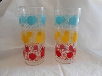 Two Anchor Hocking 1950s Balloon Drinking Glasses 6 tall