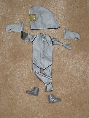 GI JOE SILVER RADIATION / HAZ MAT SUIT VINTAGE 1960s 12 w/ GLOVES 