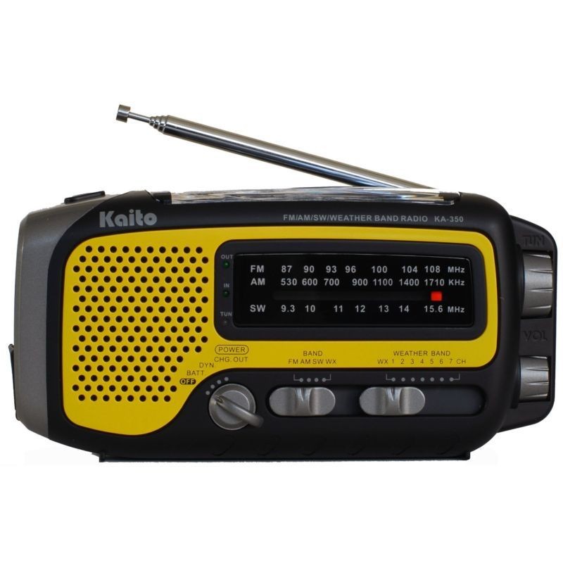 Kaito KA350 Solar Crank AM FM Shortwave Weather Radio Yellow