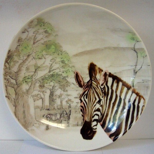 PIER 1 ONE AFRICA 9 Pasta   Soup Bowl (s) NICE ZEBRA MOTIF