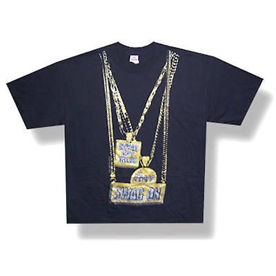 SOULJA BOY GOLD CHAINS/TURN MY SWAG ON T SHIRT 2XL XXL NEW