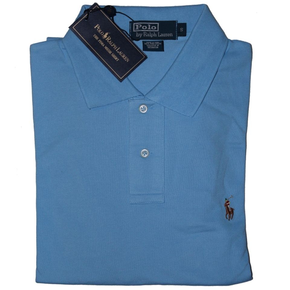 NWT Ralph Lauren Classic Fit Mercerized Polo Shirt   Chatham Blue S M 