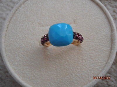 STUNNING POMELLATO CAPRI COLLECTION 18K ROSE GOLD TURQUOISE & RUBY 