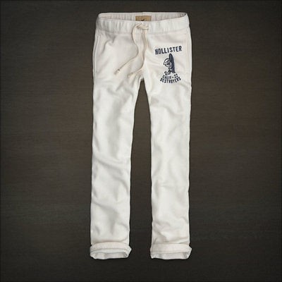 69 NWT HoLLisTer by Abercrombie WHITE SLIM STRAIGHT LOUNGE SWEATPANTS 