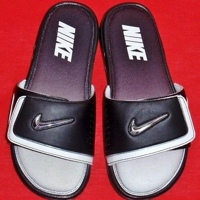 NEW Mens NIKE COMFORT SLIDE 2 Black/White Flip Flops Sandals Slip On 