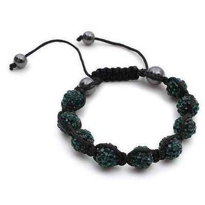   Color Unisex Czech Stone Crystal bead Shamballa Bracelet 10MM B357