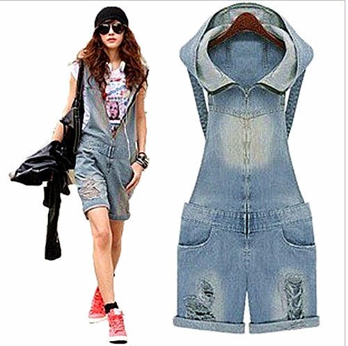 New Fashion Women CASUAL Vintage Overall Jeans Jumpsuit Short Size S/M 