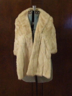 VINTAGE BLONDE MINK TOURMALINE FUR STOLE SIGNED IJ FOX BOSTON