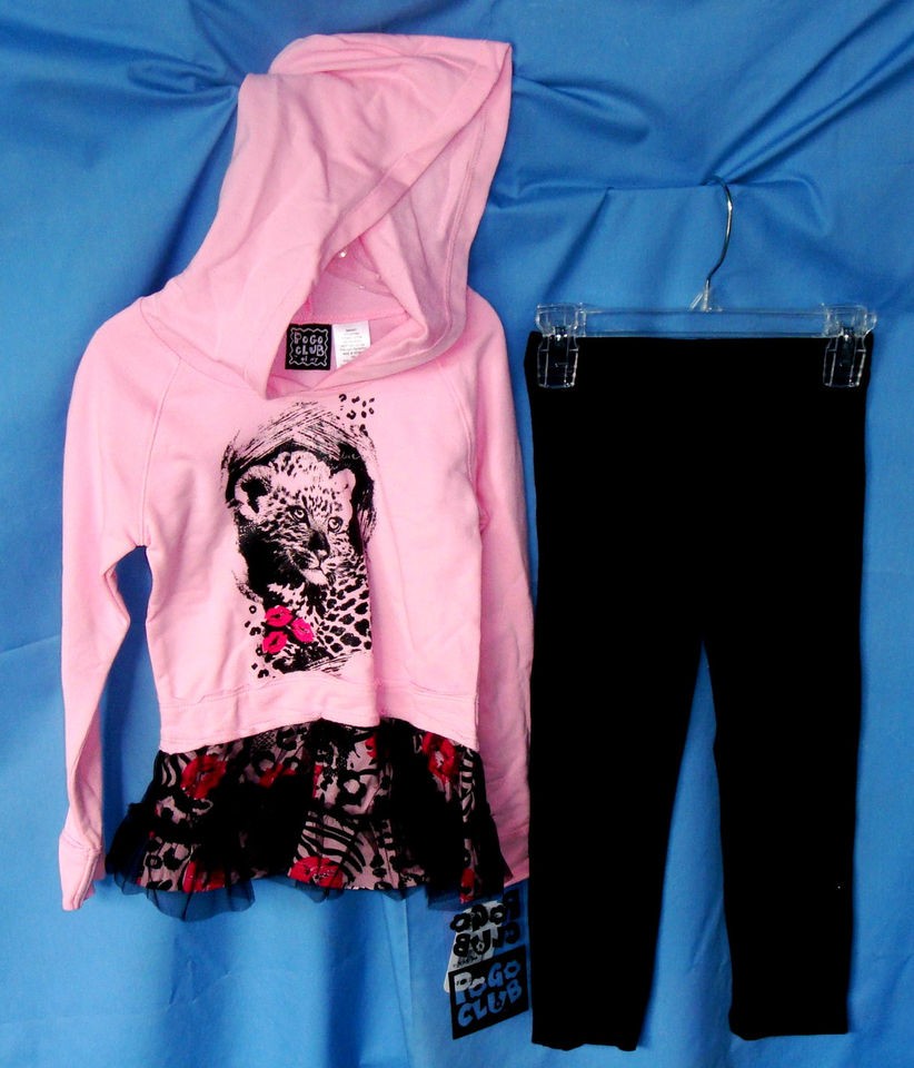 POGO CLUB 2 pc L/S Pink French Terry Hoodie w/Stretch Leggings GIRL 