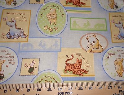 RARE* CLASSIC POOH & FRIENDS PATCH 16 x 42 fabric 100% COTTON