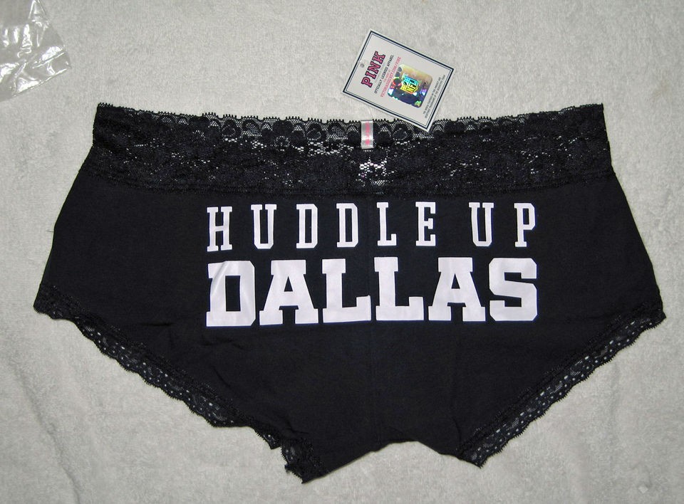   Secret PINK DALLAS COWBOYS Lace Trim Boyshorts Panties Large NWT