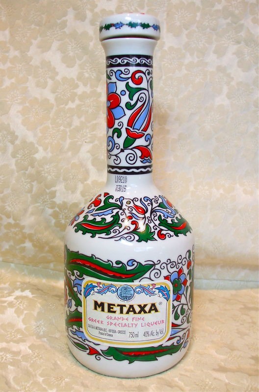Metaxa Greek Liquor Bottle,Hand Made Porcelain Decanter