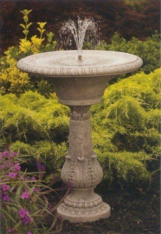   Bayshore Solar Beige Single Tier Water Fountain Bird Bath Outdoor Set