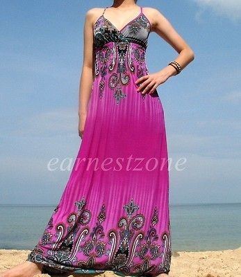 New Evening Party Beach Extra Long Sundress Vtg Cocktail Formal Maxi 