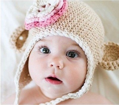 Baby Toddler Handmade Knit Crochet Beanie Hat Cap Photography Tan Xmas 