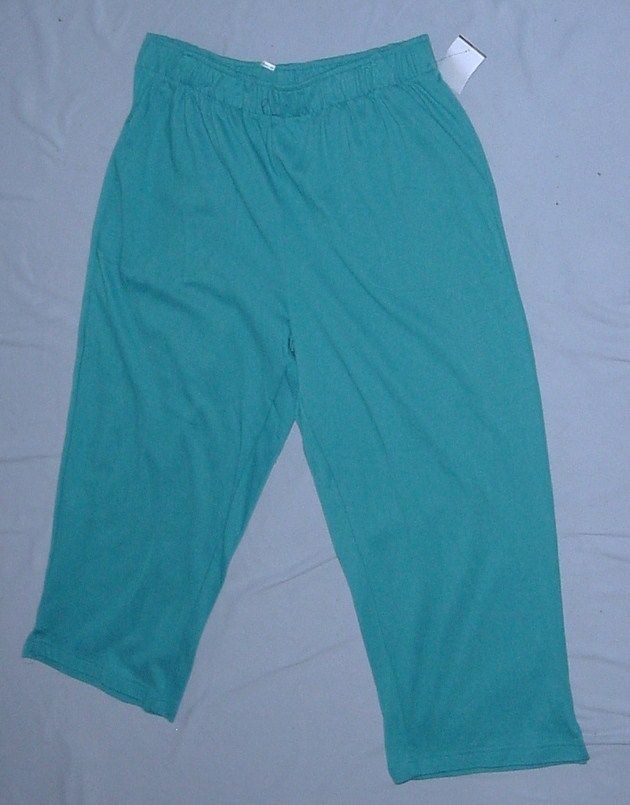 Penmans Turquoise Knit Capris 100% Cotton Size Medium 