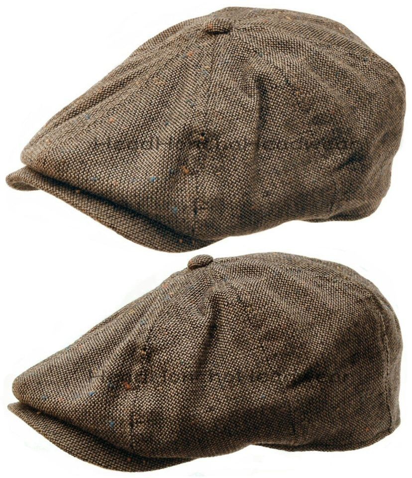 BROWN TWEED Gatsby Cap Men Newsboy Ivy Hat Golf Wool Driving Cabbie 