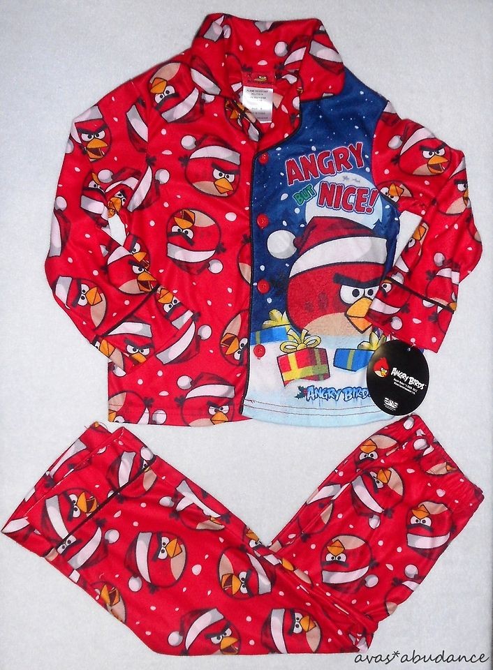   christmas ANGRY BUT NICE boy pajama set 4 6 8 red pant top NEW santa