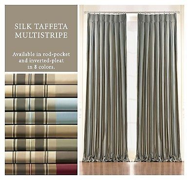 Newly listed 2 Restoration Hardware Silk Taffeta Multi Stripe Rod 