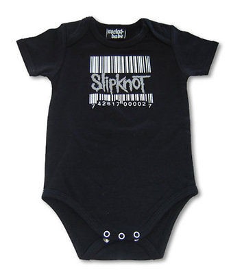 SLIPKNOT BARCODE BLACK BABY SUIT ROMPER SHIRT METAL ROCK 0 6 MONTHS