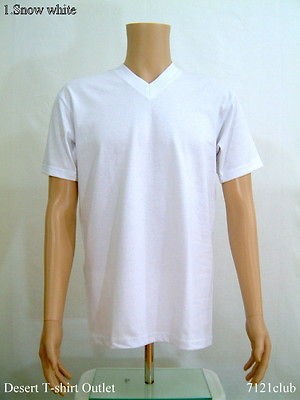   size LARGE PROCLUB mens plain WHITE V neck T shirts blank PRO CLUB L