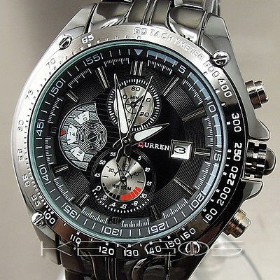 SPORT WATER QUARTZ HOURS DATE HAND LUXURY CLOCK MEN STEEL WRIST WATCH 